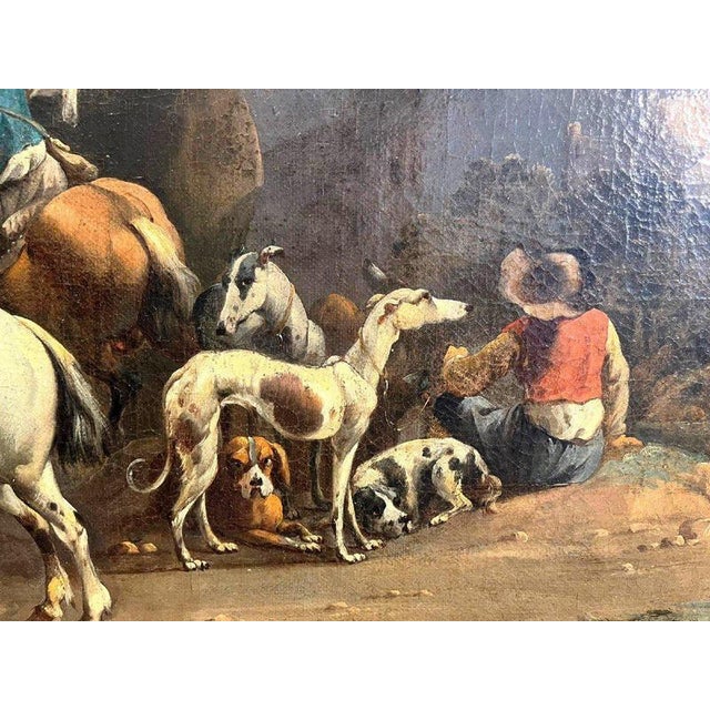 Simon Van Douw, Hunting Outing with Falconer, 1600s, Canvas Artwork, Framed For Sale - Image 6 of 10