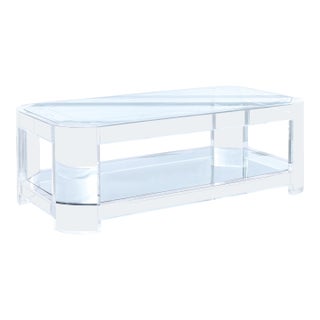1980s Mid-Century Modern Two-Tiered Lucite Coffee Table by Les Prismatiques For Sale