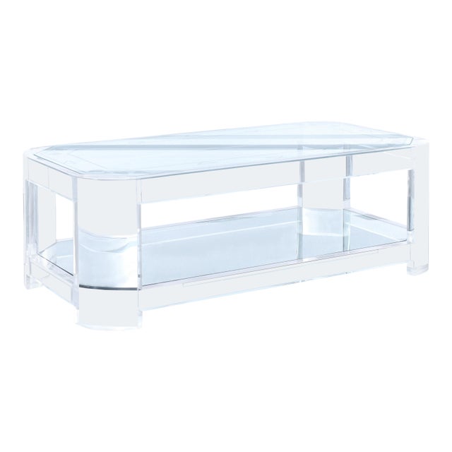 1980s Mid-Century Modern Two-Tiered Lucite Coffee Table by Les Prismatiques For Sale