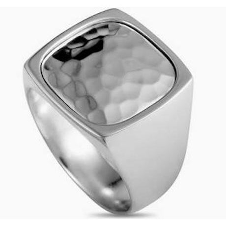 Georg Jensen Lovely Danish Georg Jensen 925 Sterling Silver Hammered Signet Ring Sz 10.75 For Sale - Image 4 of 5