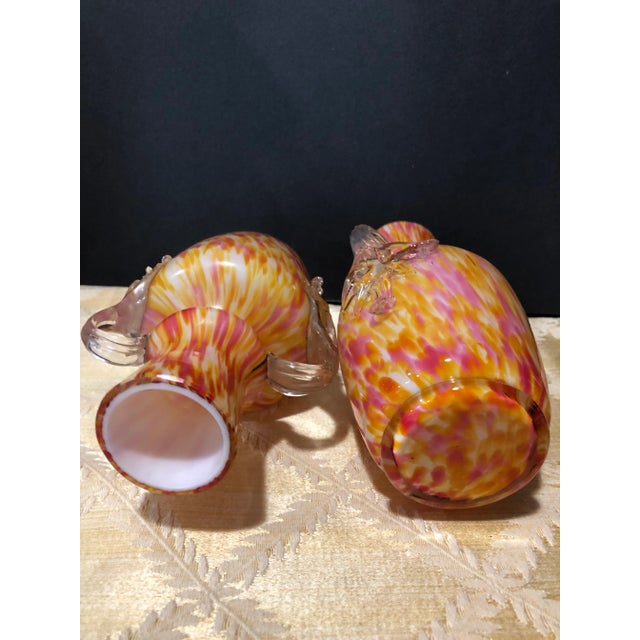 1970s Vintage Italian Multi Colored Art Glass Vases - a Pair For Sale - Image 5 of 6