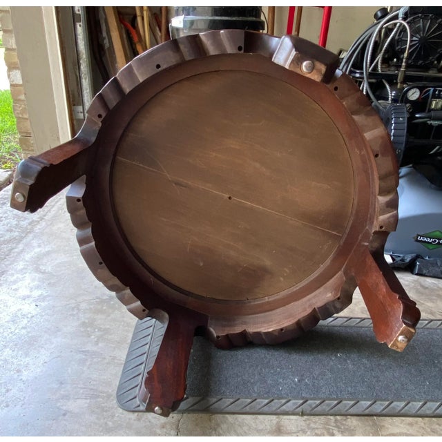 Vintage Round Asian Ming Style Hand Carved Rosewood Low Coffee Table For Sale - Image 9 of 12