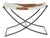 Brown & White Hair-on-Hide Sling Stool With Black Metal X-Base For Sale