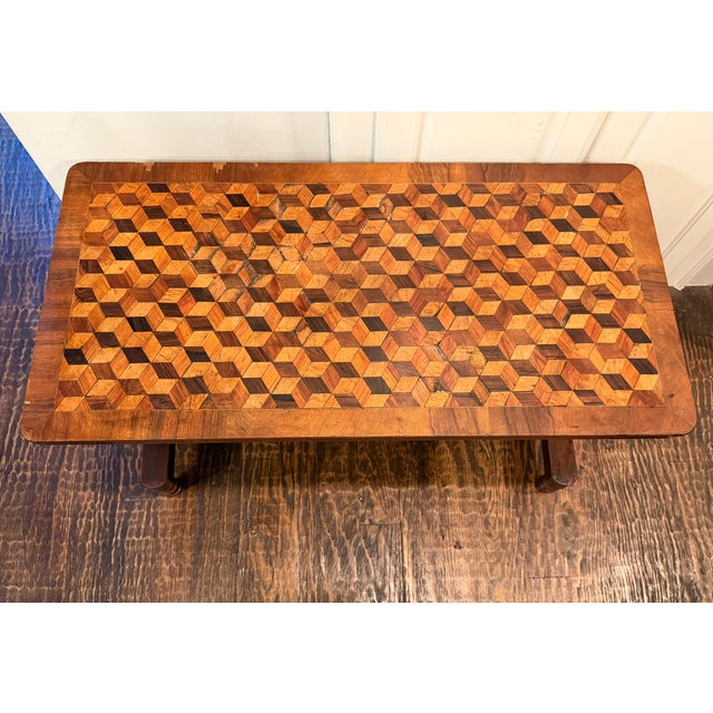 19th Century Victorian Tumbling Block Parquetry Low Occasional Table For Sale - Image 14 of 16