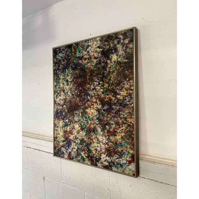Mid-Century Modern Signed Original Vintage Mid Century Abstract Oil Painting by Milt Surrey For Sale - Image 3 of 6