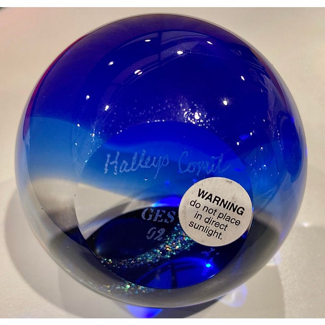 1990s 1990s Glass Eye Studio Celestial Series Paperweights Set of 2 Plus Stand For Sale - Image 5 of 6