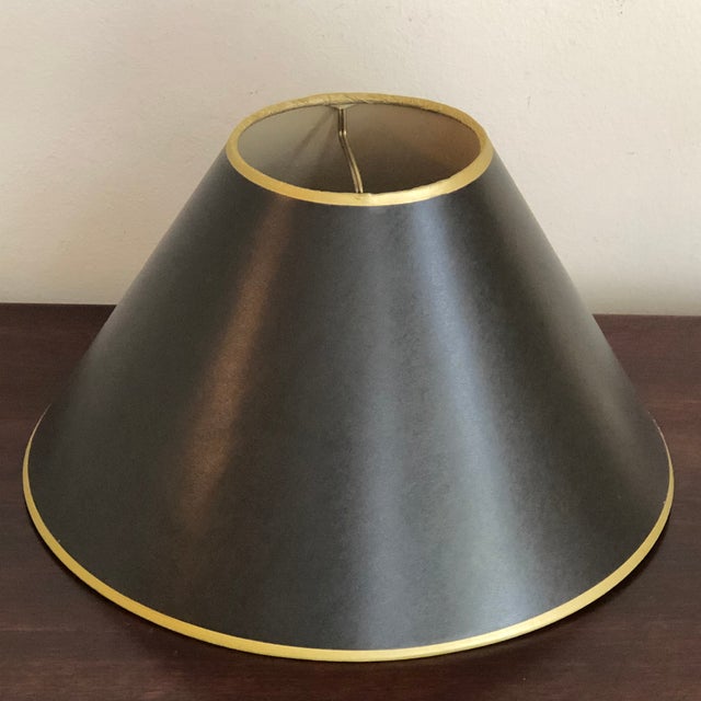 Late 20th Century Vintage Late 20th Century Black & Gold Paper Empire Lamp Shade For Sale - Image 5 of 11