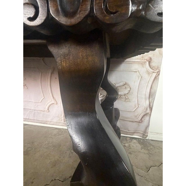 Brown Spanish Revival Hand-Carved Walnut Console Table, Circa 1920-1940 For Sale - Image 8 of 18