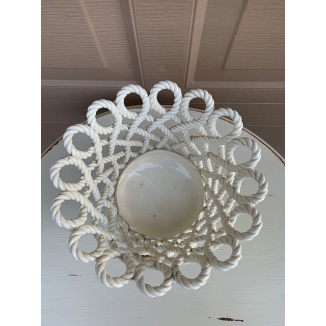 White 1960s French Country White Ceramic Woven Rope Cachepot Basket For Sale - Image 8 of 10