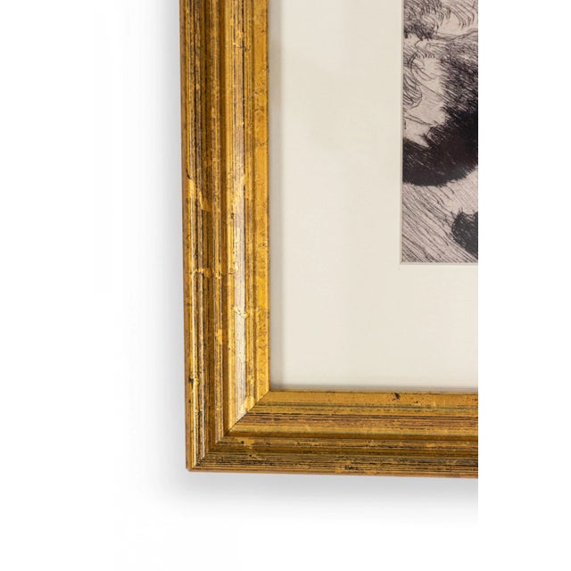Vintage Pen and Ink Drawing in a Gilt Wood Frame | Chairish