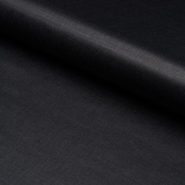 SAMPLE - Schumacher Patent Linen Fabric In Black For Sale