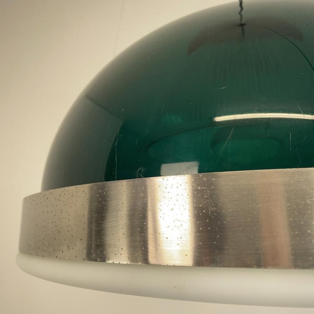 Chandelier in Green Acrylic Glass Pendant Lamp, 1960s For Sale - Image 12 of 14