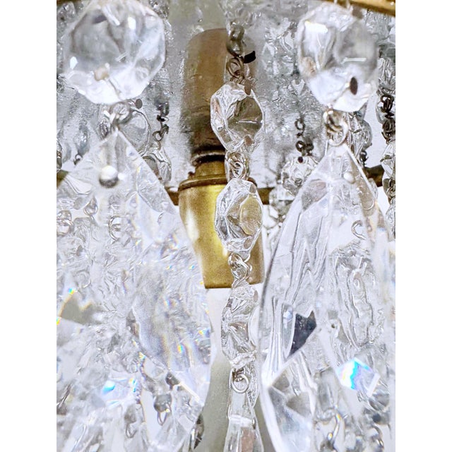 Brass Vintage Mid-Century Brass Chandelier With Diamond Cut Crystals For Sale - Image 8 of 9