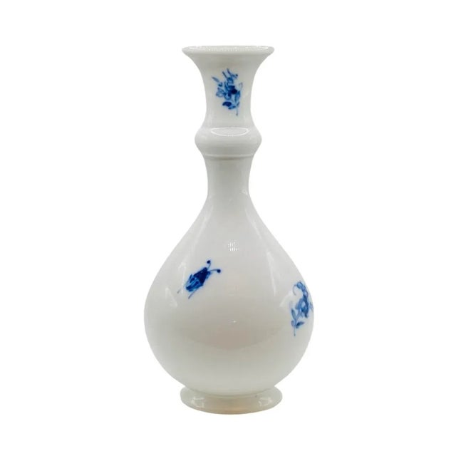 Antique Meissen Porcelain Blue & White Floral Insect Vase