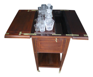 Art Deco Maple Automatic Apartment Bar with Crystal Decanters from Baccarat, 1920s, Set of 17