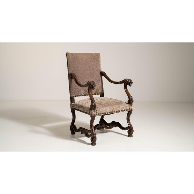 Neo-Baroque Oak Throne Chair, Antique, France, 19th Century For Sale - Image 11 of 16