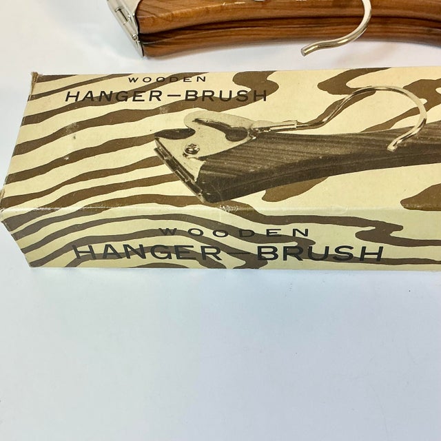 Mid-Century Boho Chic Folding Travel Wood Hanger With Lint Brushes. For Sale - Image 13 of 14