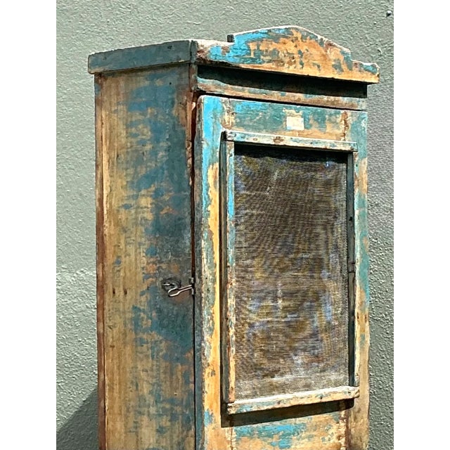 Vintage Rustic Painted Wood Cabinet For Sale - Image 9 of 12