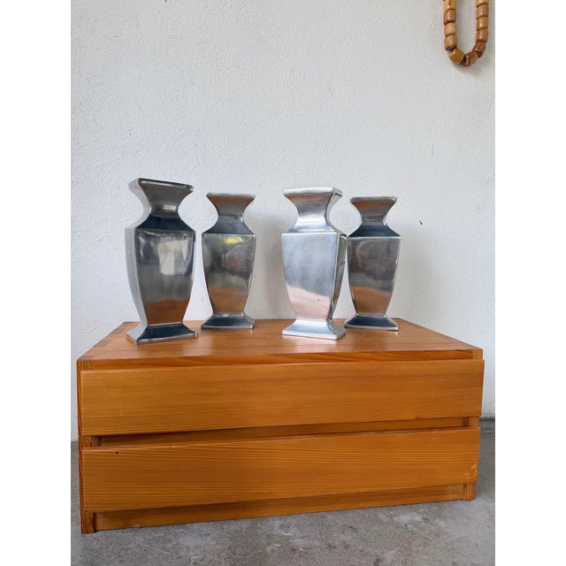 Vintage Vases in Aluminum, 1970s, Set of 4 For Sale - Image 4 of 18