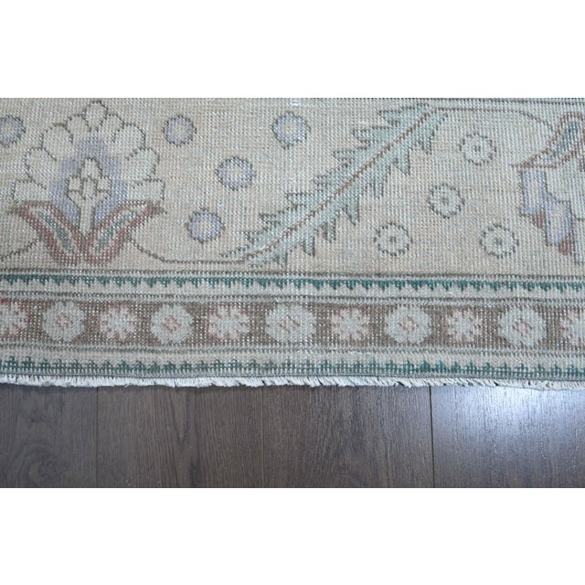 1960s Vintage Persian Handmade Wool Cotton Turquoise Area Rug For Sale - Image 9 of 11