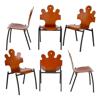 Set of Six French Modern Jigsaw Puzzle Back Chairs For Sale
