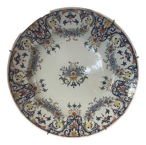 Large Round Rouen Earthenware Dish, 1800s