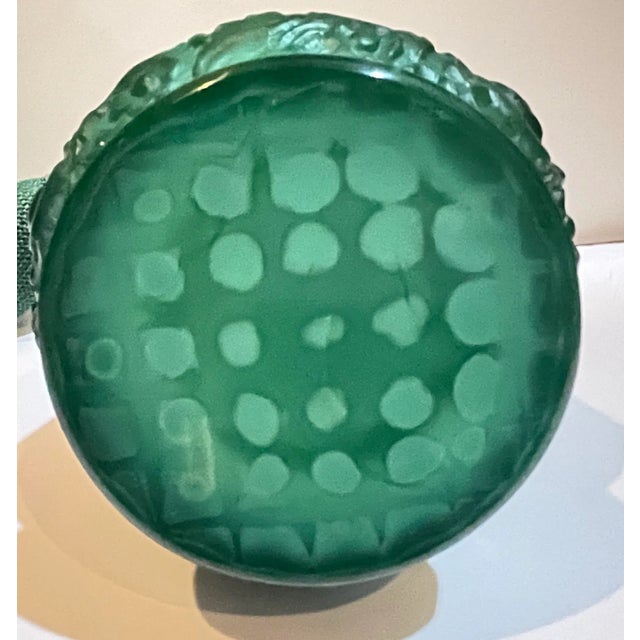 1930s Art Deco Malachite Glass Czechoslovakian Perfume Bottle For Sale - Image 9 of 12