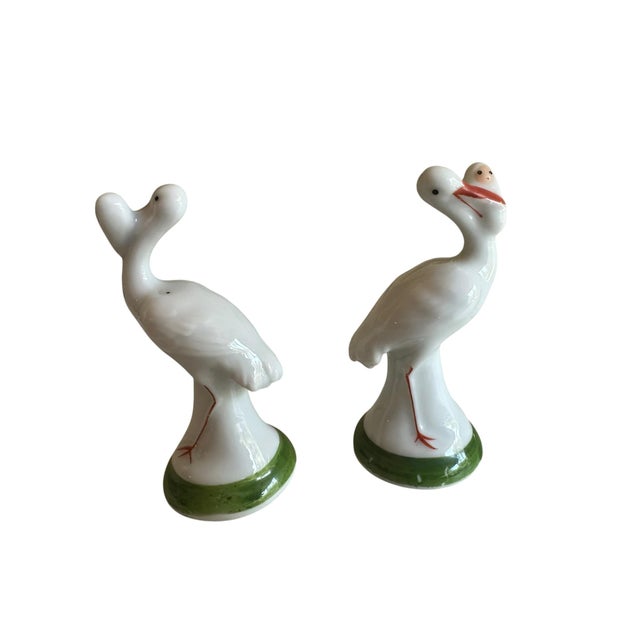 Vintage Hollóházi Porcelain Stork Figurines, Hungary, 1970s – A Pair - Palm Beach Style Birds For Sale - Image 10 of 12