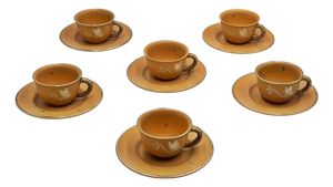 1980s Emilia Castillo Taxco Plata Mexico Butterfly Cup and Saucer Set of 6