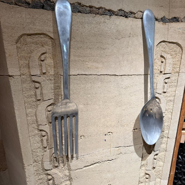 1970s Oversize Aluminum Spoon and Fork Curtis Jere Pop Art Wall Sculpture For Sale - Image 5 of 14