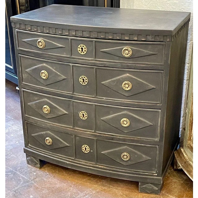 19th Century Swedish Empire Style Painted Black Chest For Sale - Image 10 of 10