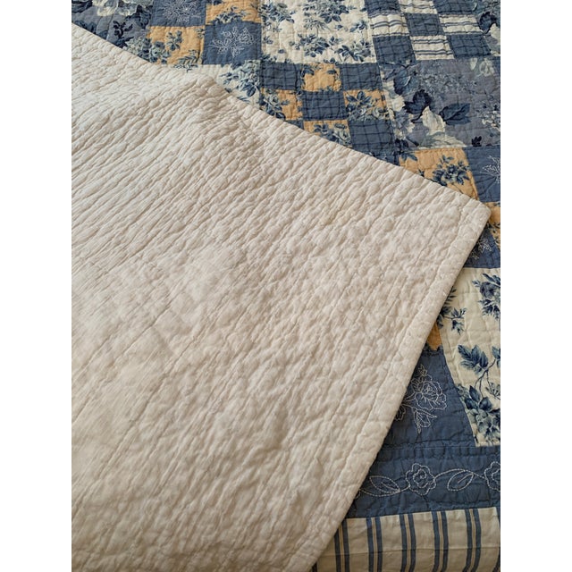 1990s Vintage All Cotton Floral Patchwork Quilt For Sale - Image 5 of 11