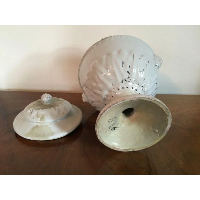 18th Century Italian Tin Glaze Faience Pottery Covered Urn Vase For Sale - Image 10 of 11