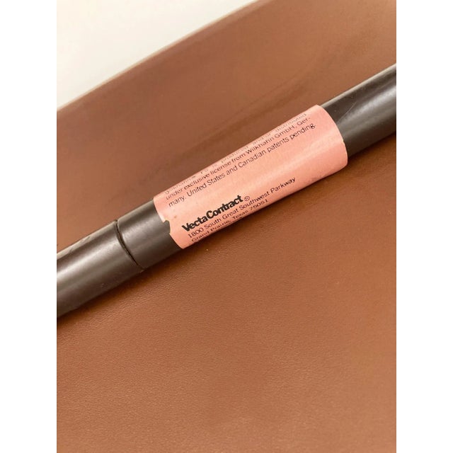 Mid-Century Modern Vecta Contract Brown Leather Cantilever Chairs- Set of 5 For Sale - Image 11 of 13