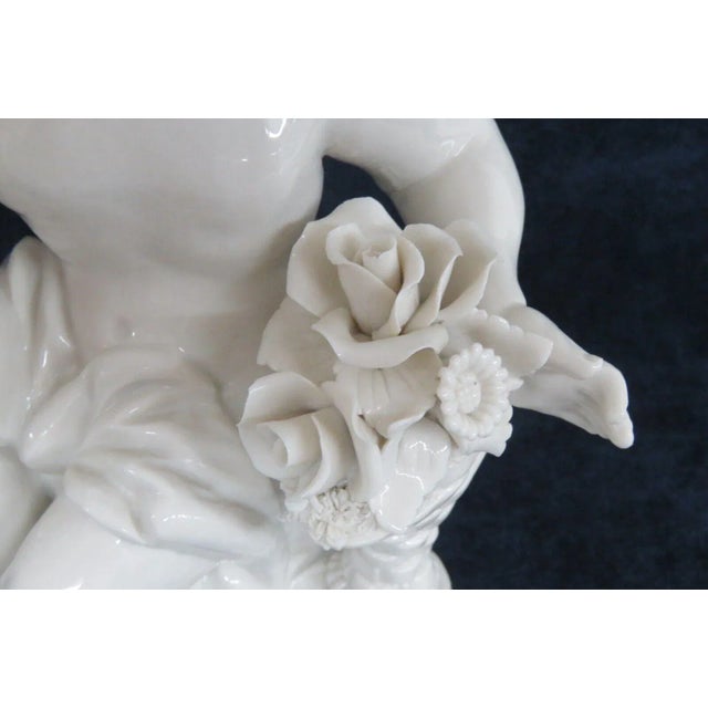 Porcelain White Cherub Sculpture Figurine Made in Italy For Sale - Image 10 of 12