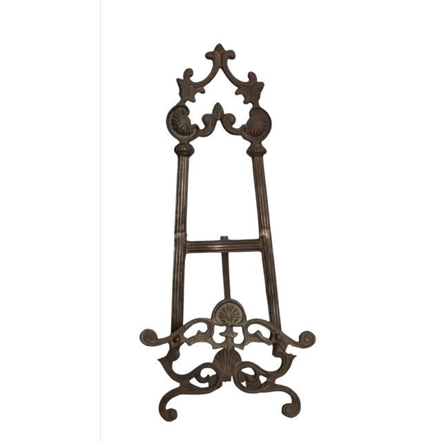 Vintage Ornate Iron Easel Display Stand For Sale - Image 9 of 9