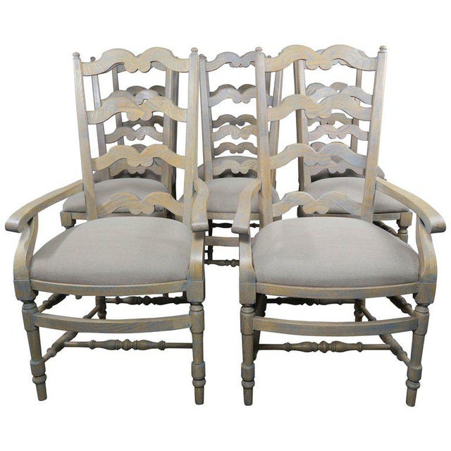 French Country Ladder Back Painted Dining Chairs, Set of 8 Chairish