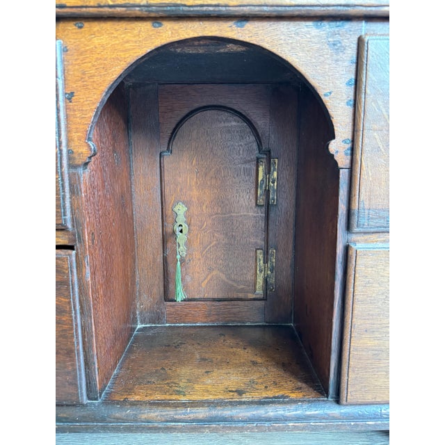 Antique 18th Century Georgian Oak Kneehole Desk Wood with Cupboard For Sale - Image 15 of 16