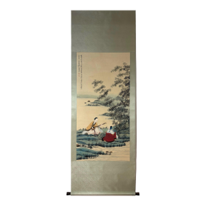 Hand-Painted Chinese "Gaoshi" Scholar Scroll in the Style of Zhang Daqian