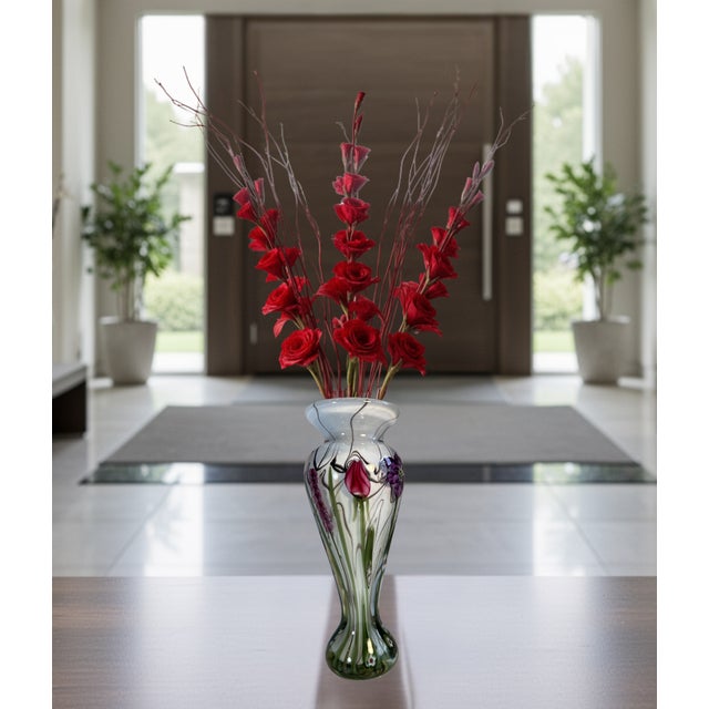 Signed Vandermark-Merritt-Smarr Glass Sv02w 7/100 Numbered Art Glass Floral Cased Art Glass Vase For Sale - Image 11 of 17