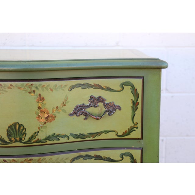 1950s 1950s French Provincial Hand-Painted Green Tall Chest of Drawers For Sale - Image 5 of 18