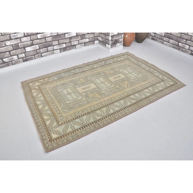 Tan Small Oushak Turkish Carpet For Sale - Image 8 of 10