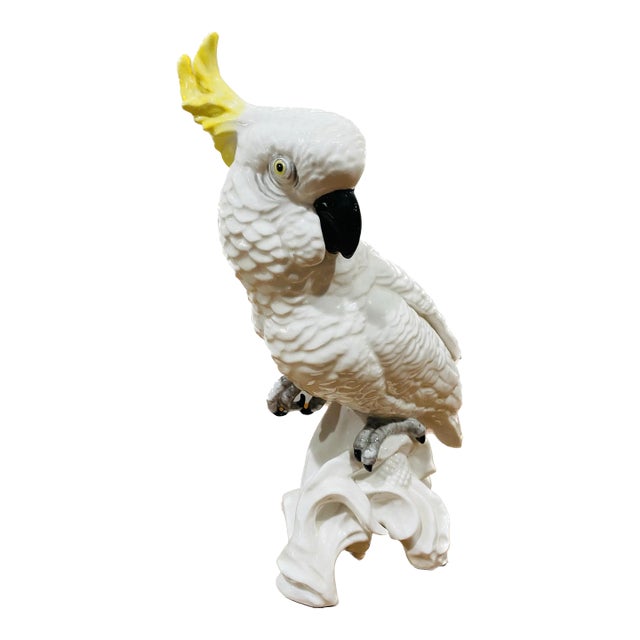 English Staffordshire Ceramic Cockatoo Signed by T.J.Jones For Sale