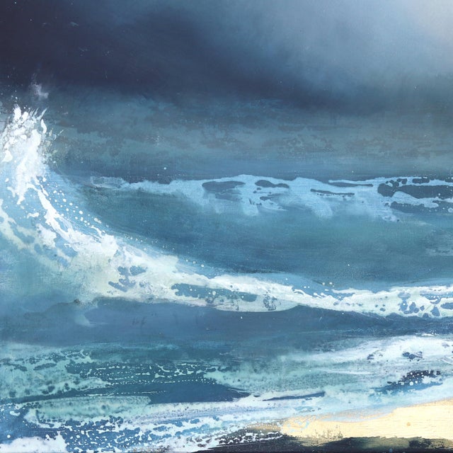 Sea Meets the Sky - Large Scale Moody Oceanscape Painting on Canvas Original Artwork by Charlotte Elizabeth For Sale - Image 4 of 9