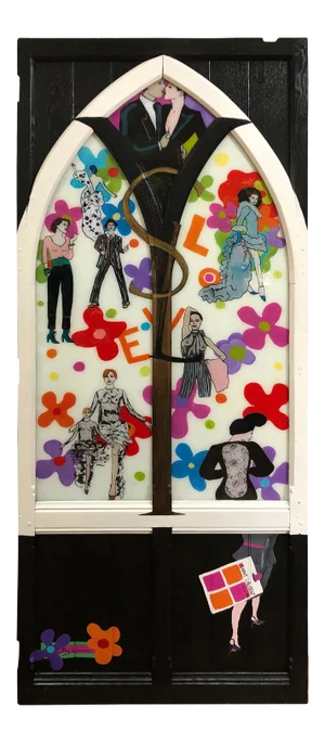 Original Contemporary Painting on Glass Homage to Yves Saint Laurent