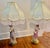 This beautiful pair of bisque porcelain S.G.K. lamps setting on ornate brass basses were produced in Occupied Japan,...