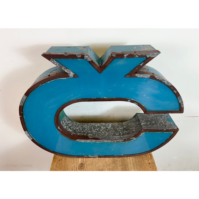 Large Vintage Blue Advertising Letter Č, 1960s For Sale - Image 4 of 13