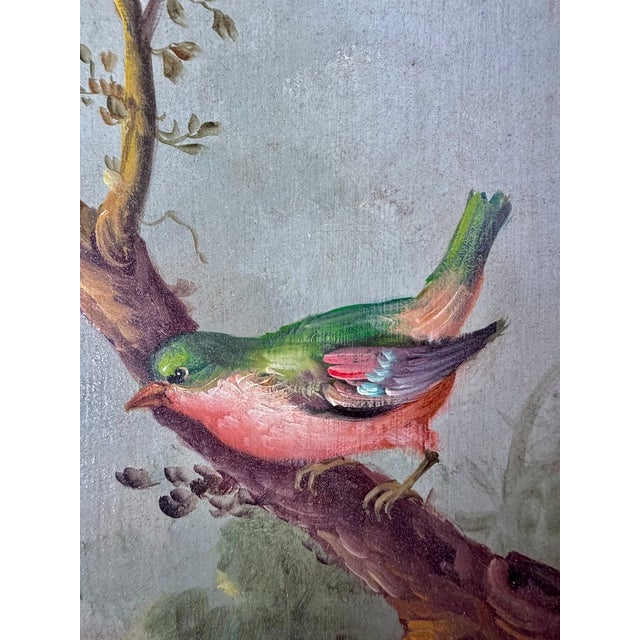 Celadon Signed Vintage Wild-Bird Oil Painting by Jeanine Albert For Sale - Image 8 of 13