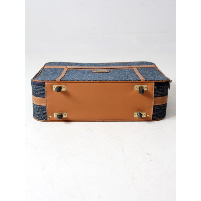 Mid-Century Modern 1980s Frequent Traveler Blue Tweed Rolling Suitcase For Sale - Image 3 of 12