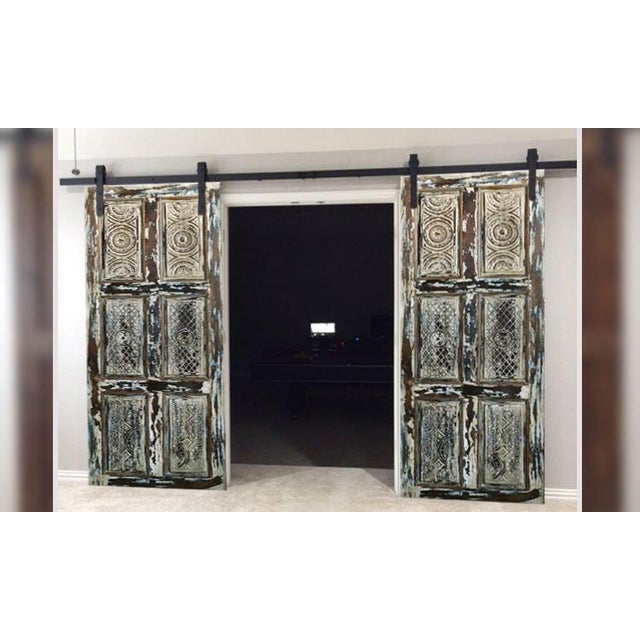 Rustic Carved Wood Whitewash Barn Door Panel 80x32 Chairish